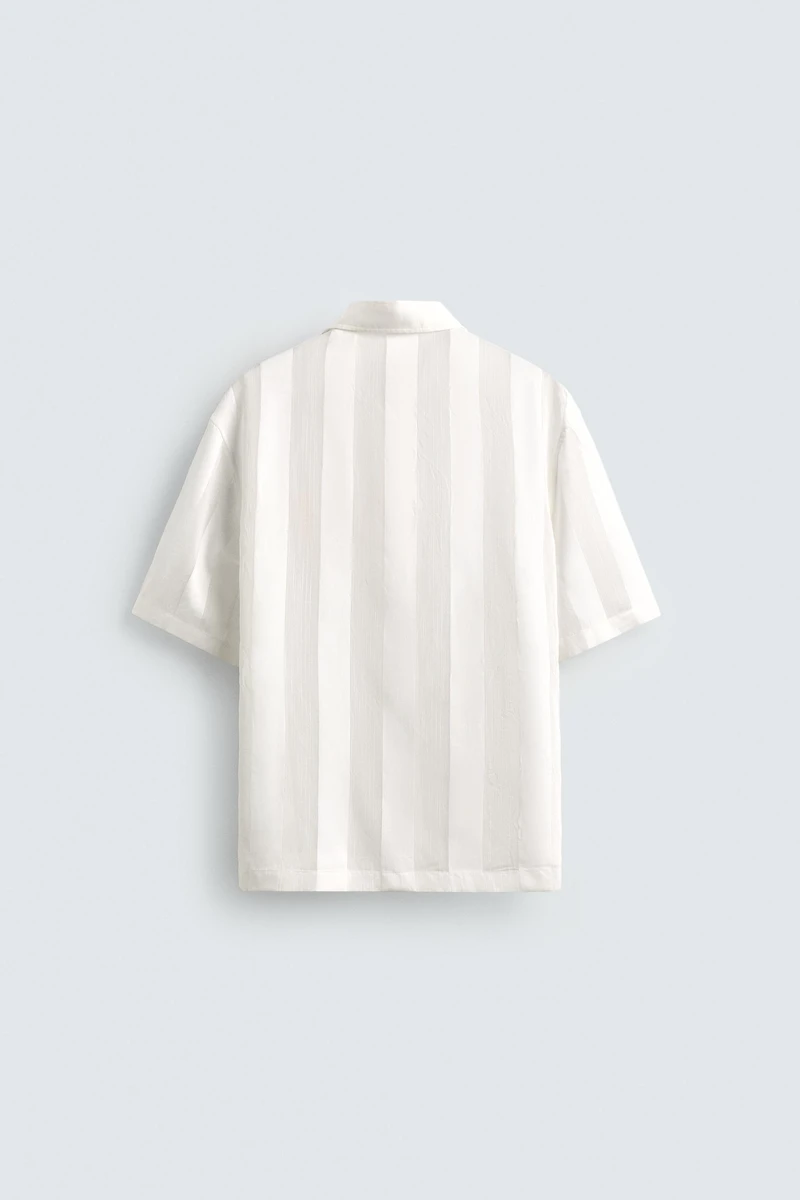 CHEMISE EN JACQUARD À RAYURES BRODÉES