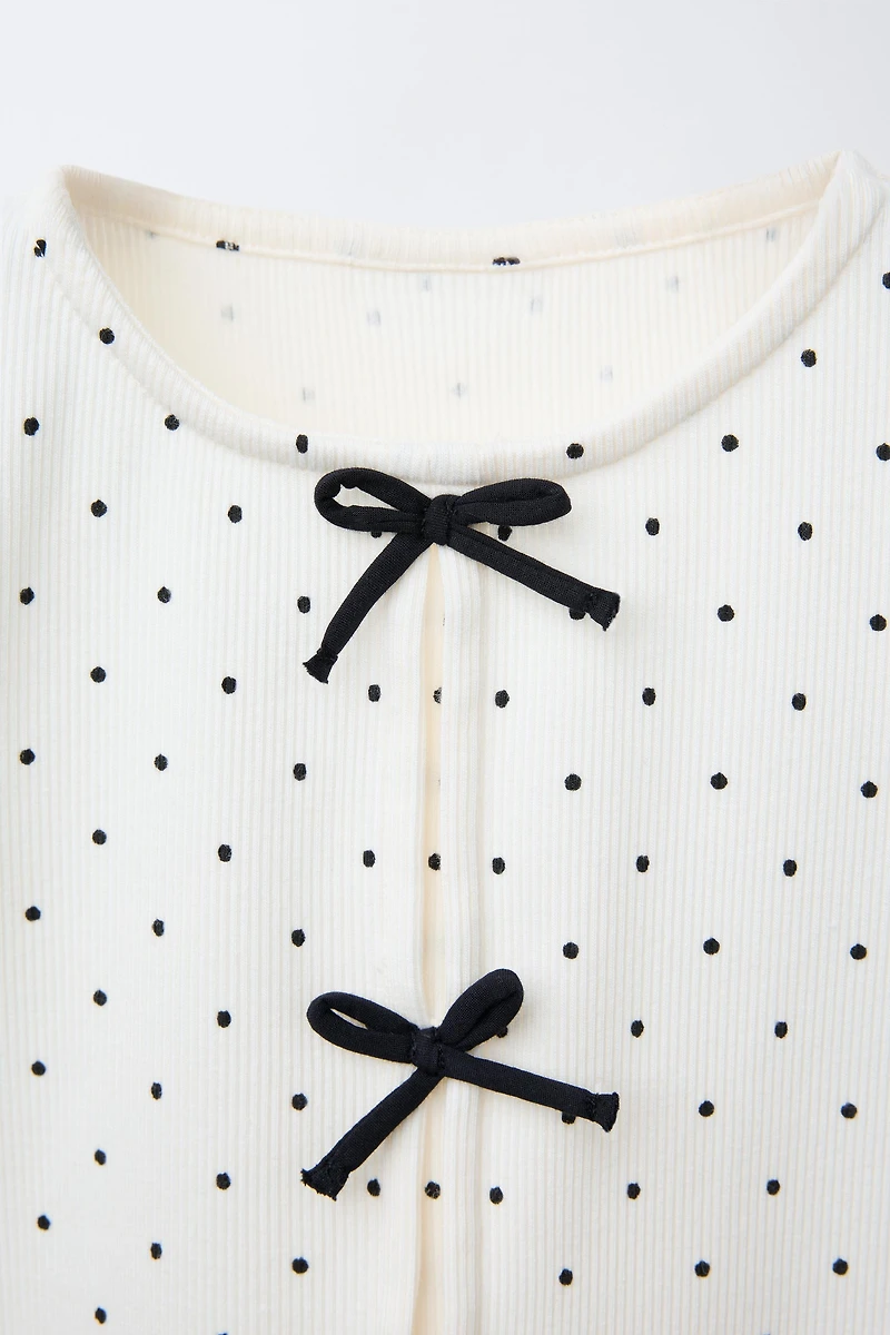 RIBBED T-SHIRT WITH BOWS