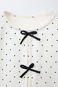 RIBBED T-SHIRT WITH BOWS