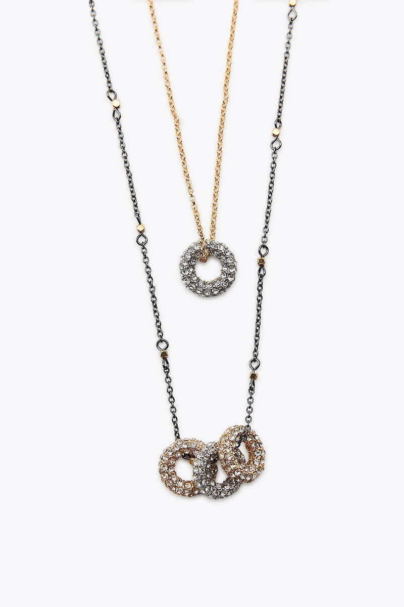 PACK OF 2 SPARKLY COMBINATION NECKLACES