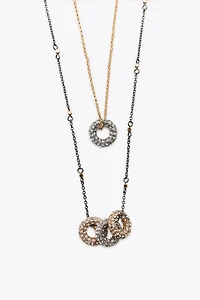 PACK OF 2 SPARKLY COMBINATION NECKLACES