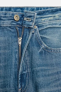 TRF WIDE LEG HIGH-WAISTED JEANS WITH FAUX LEATHER POCKETS