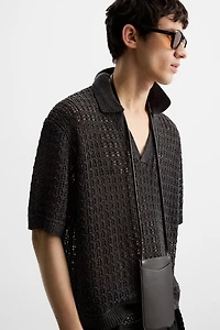 OPEN KNIT POLO SHIRT