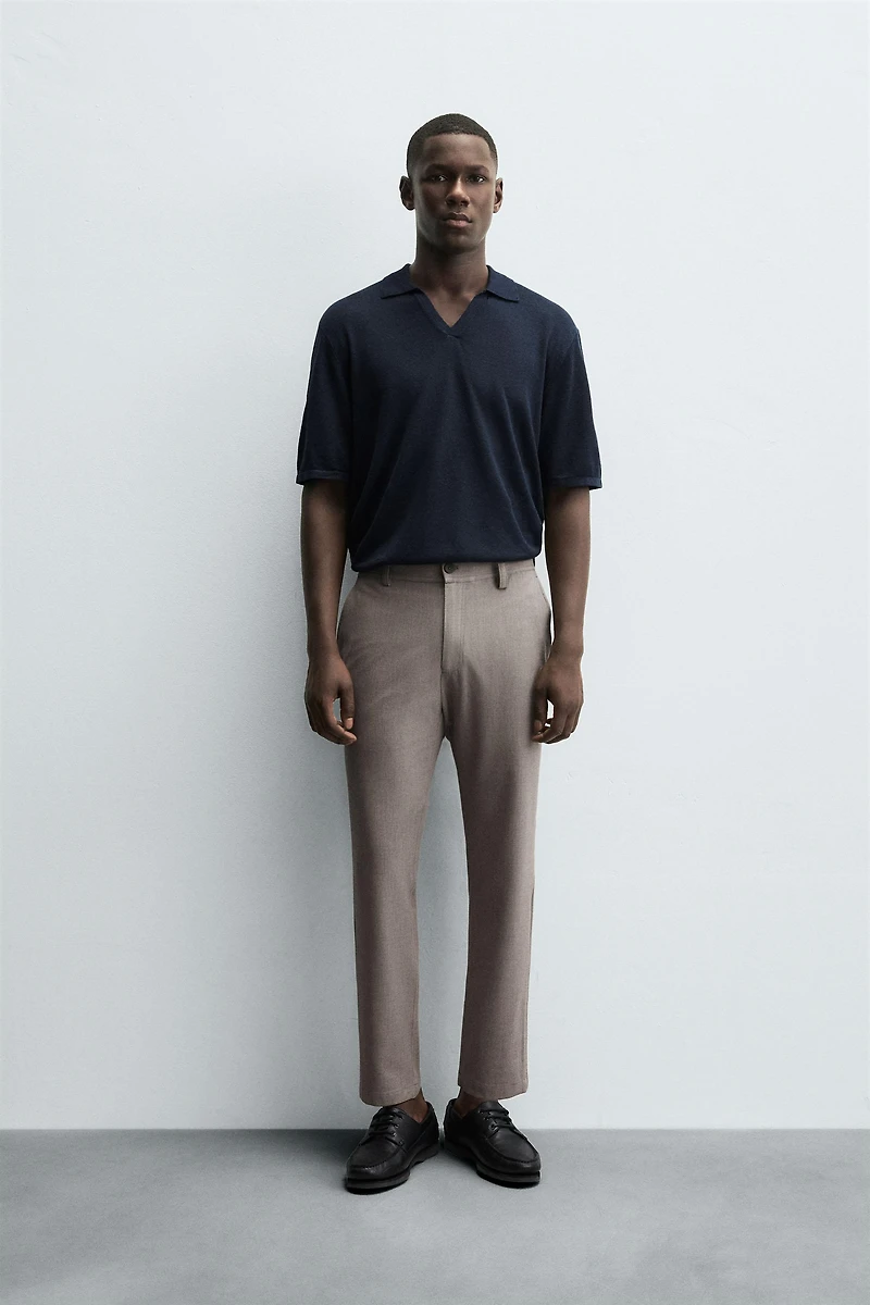 TEXTURED STRETCH PANTS