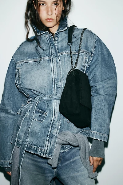 SPLIT LEATHER SHOULDER BAG