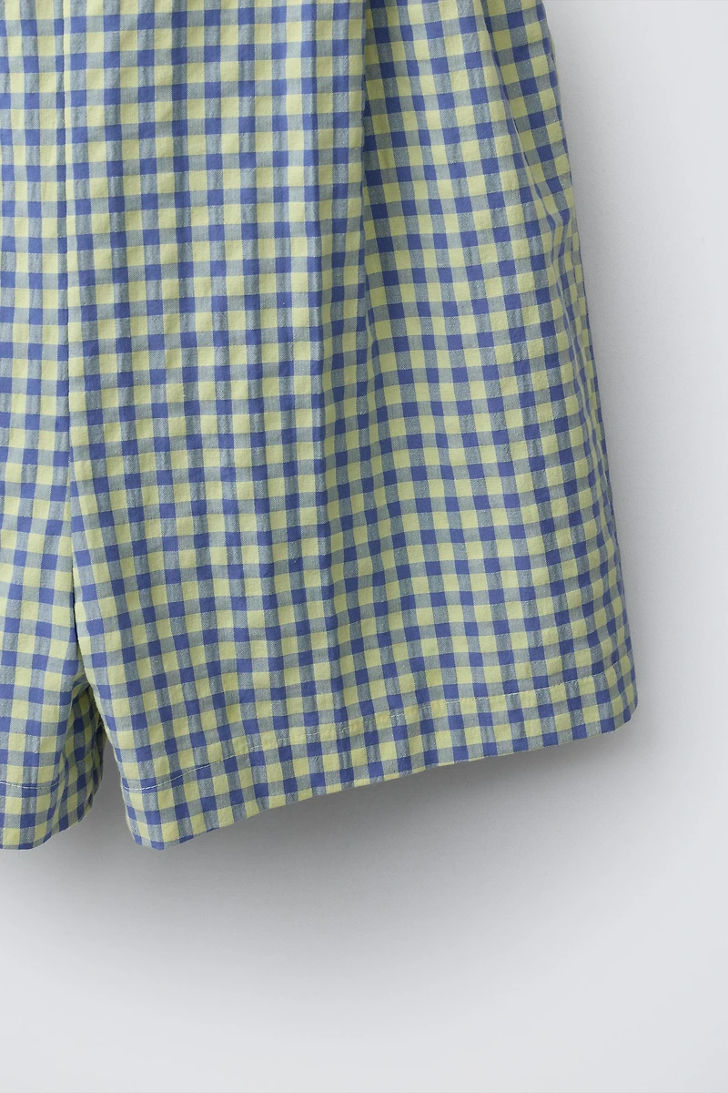 SHORT GINGHAM JUMPSUIT WITH BOWS