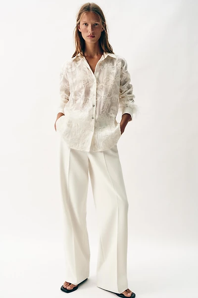 FEATHER EMBROIDERED SHIRT