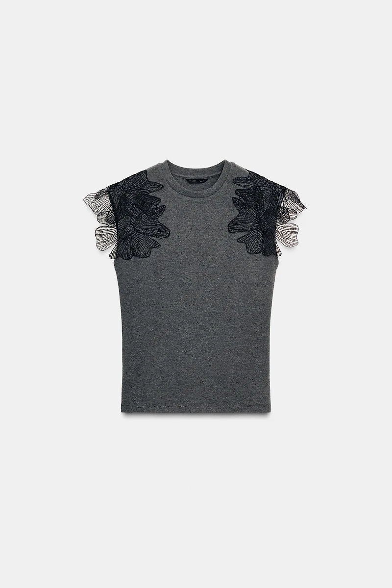 FLORAL RIBBED TOP