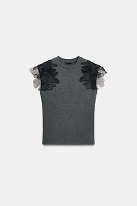 FLORAL RIBBED TOP