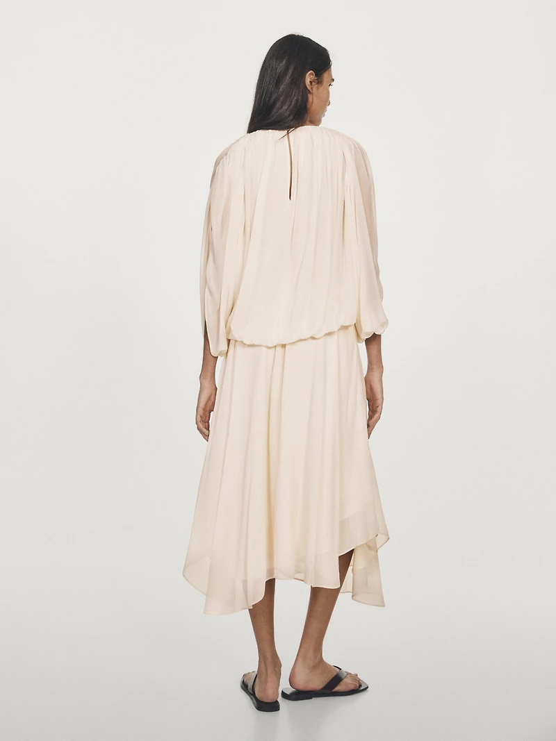 Flowing asymmetric midi skirt