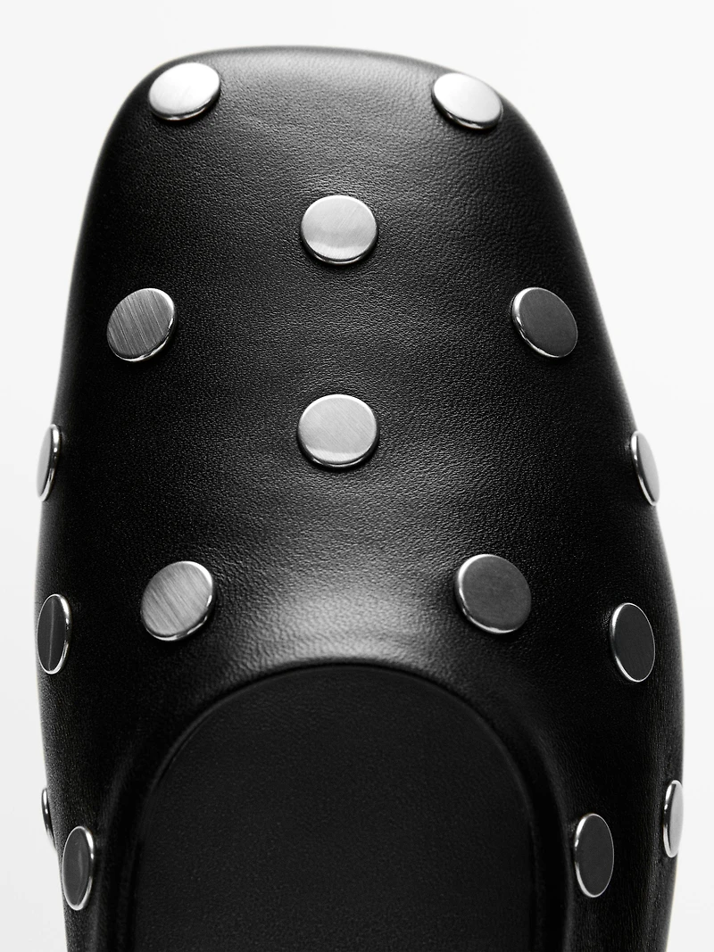 Studded ballet flats with square vamp