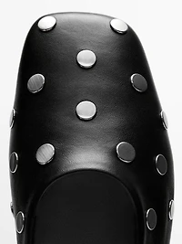 Studded ballet flats with square vamp