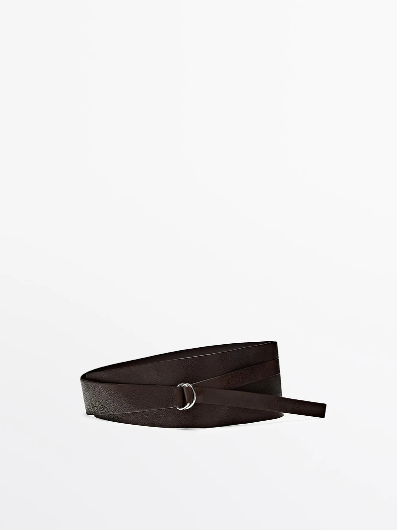 Nappa leather sash belt with buckle detail