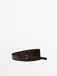 Nappa leather sash belt with buckle detail