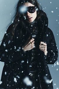 LONG WATER REPELLENT WINDPROOF HOODED DOWN COAT