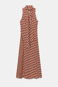 TIED POLKA DOT MIDI DRESS