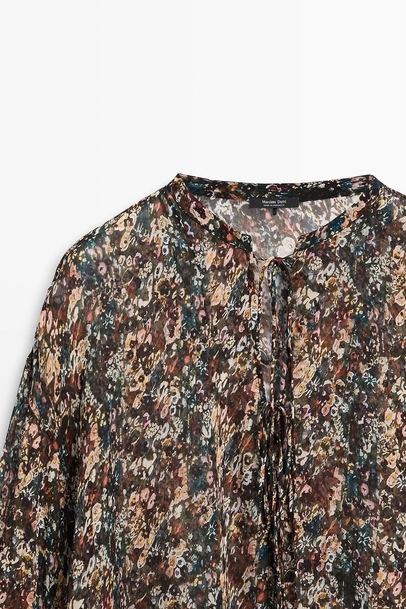 Floral print flowing shirt
