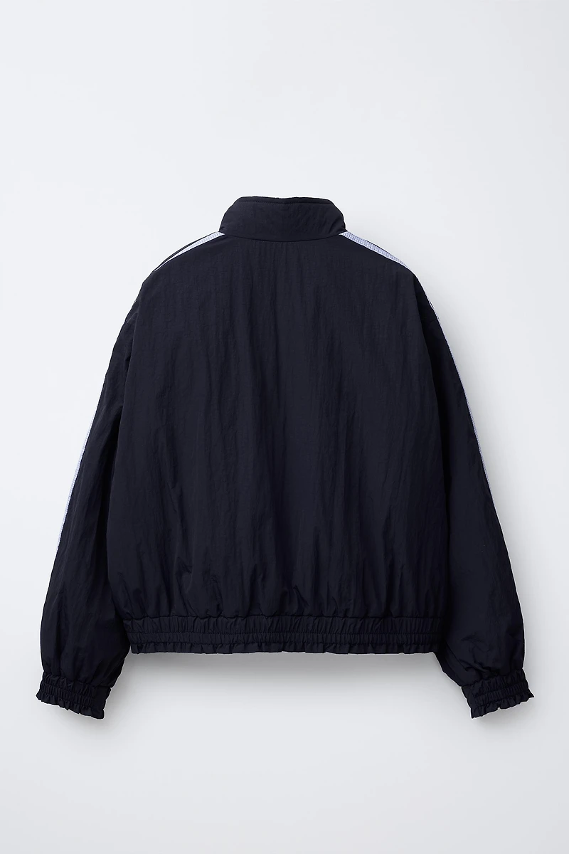 GINGHAM STRIPE PUFFER JACKET