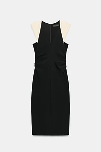 COMBINATION SHOULDER PAD MIDI DRESS