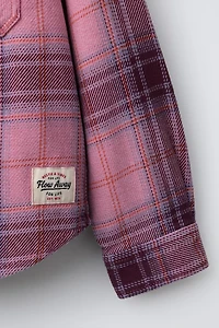 WASHED EFFECT PLAID OVERSHIRT