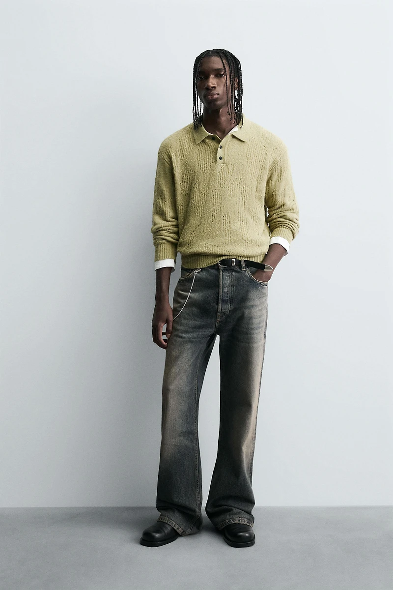 OPEN-KNIT POLO SHIRT