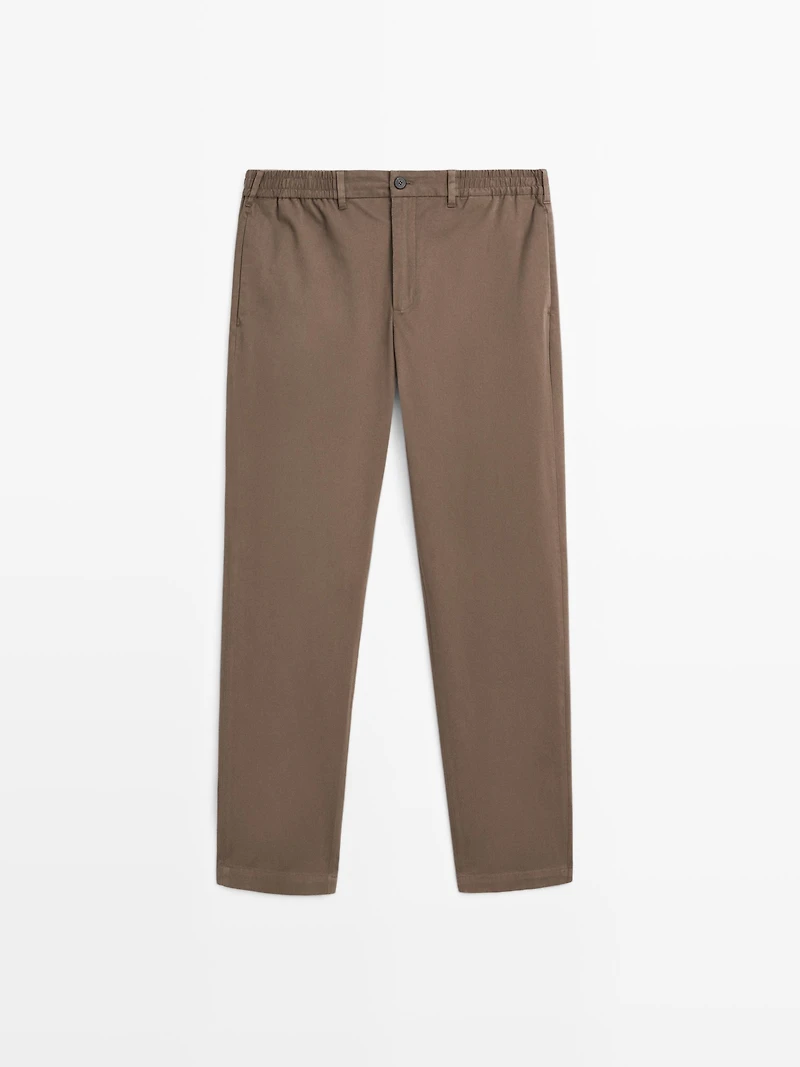 Cotton blend jogger fit trousers