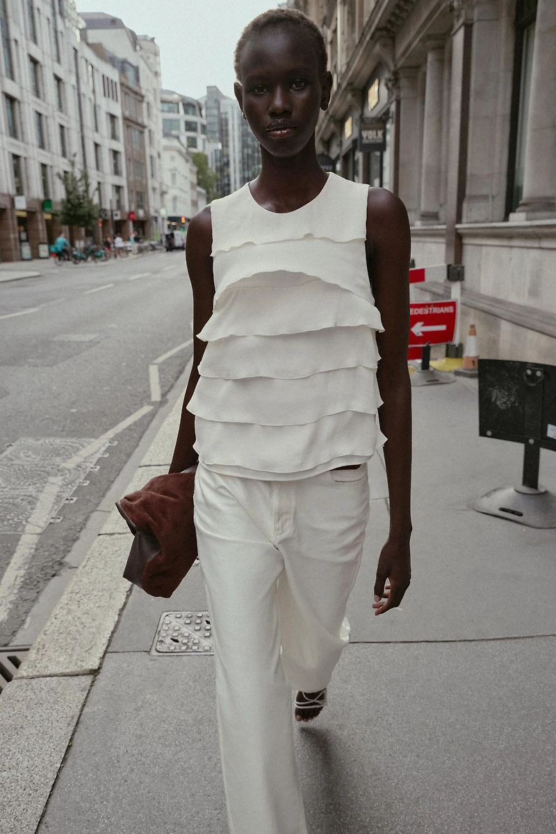 RUFFLED SATIN EFFECT TOP