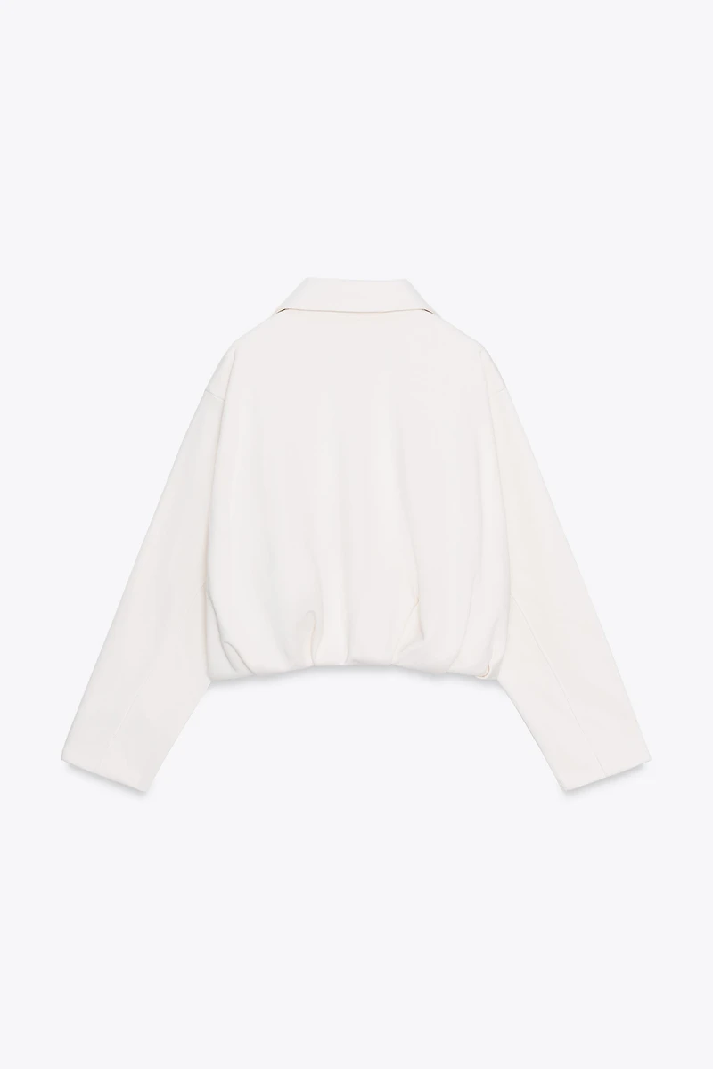 PLEATED FLEECE BOMBER JACKET
