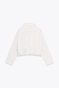 PLEATED FLEECE BOMBER JACKET
