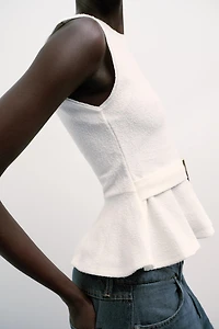 TOP PÉPLUM BOUCLE À