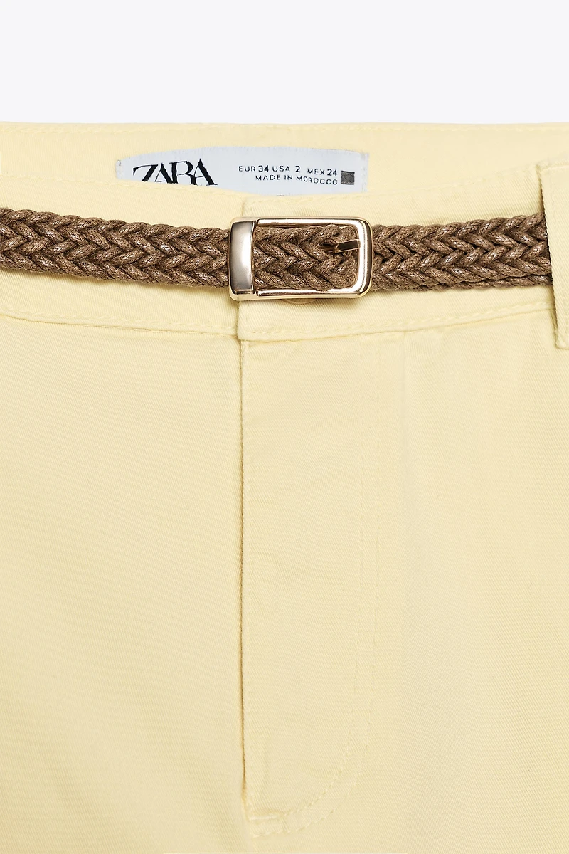 BRAIDED BELTED CHINO PANTS
