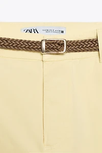 BRAIDED BELTED CHINO PANTS