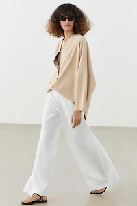Chemise en cuir façon daim à boutons-pression