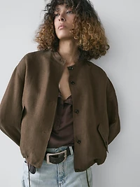 Veste bomber en lin et soie