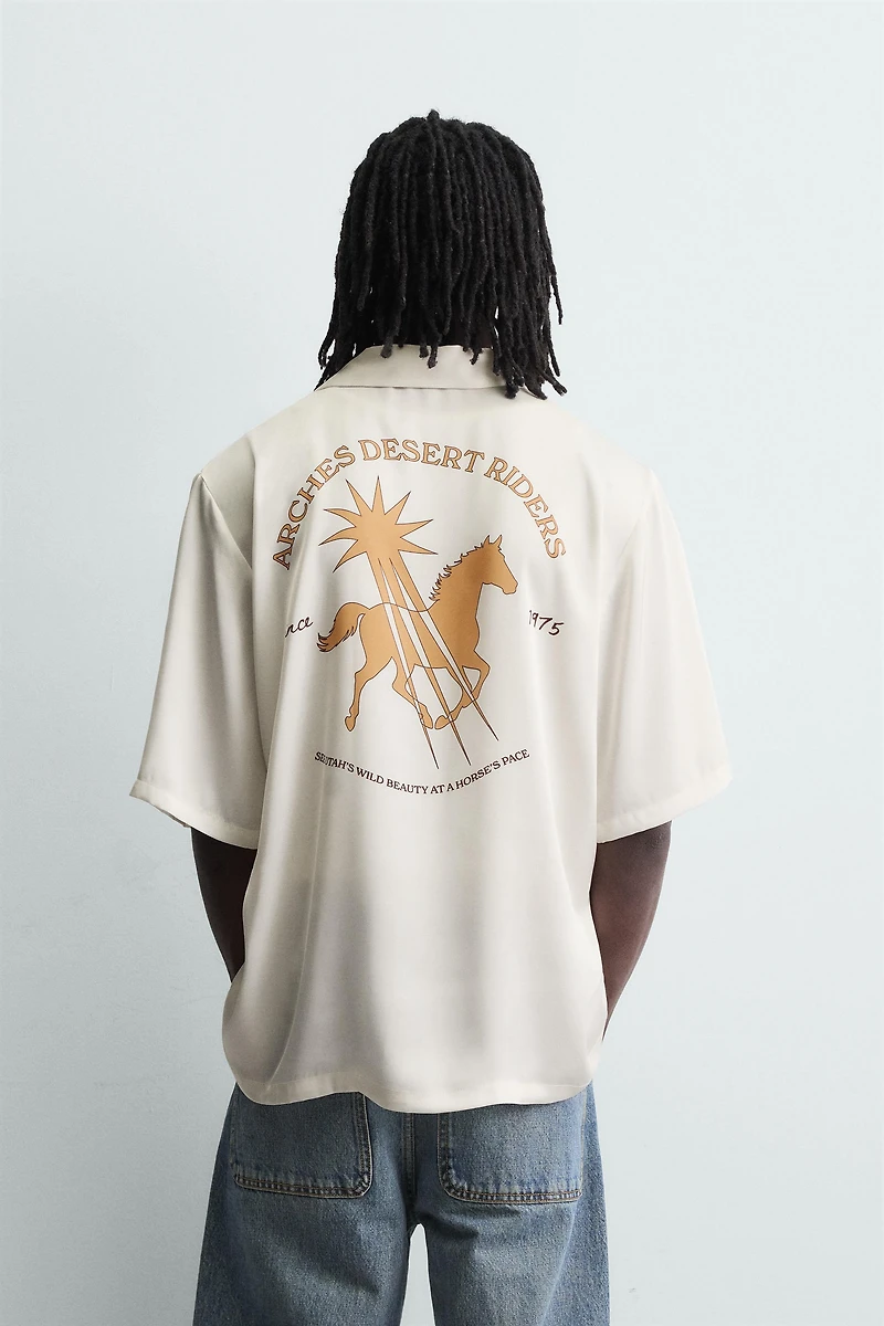 CONTRAST PRINT FLOWY SHIRT