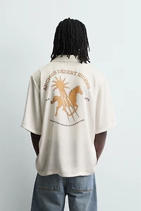 CONTRAST PRINT FLOWY SHIRT