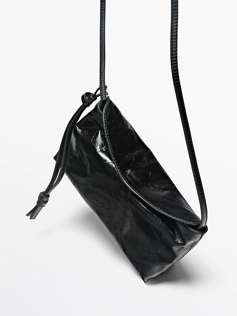 Nappa leather crossbody pouch bag