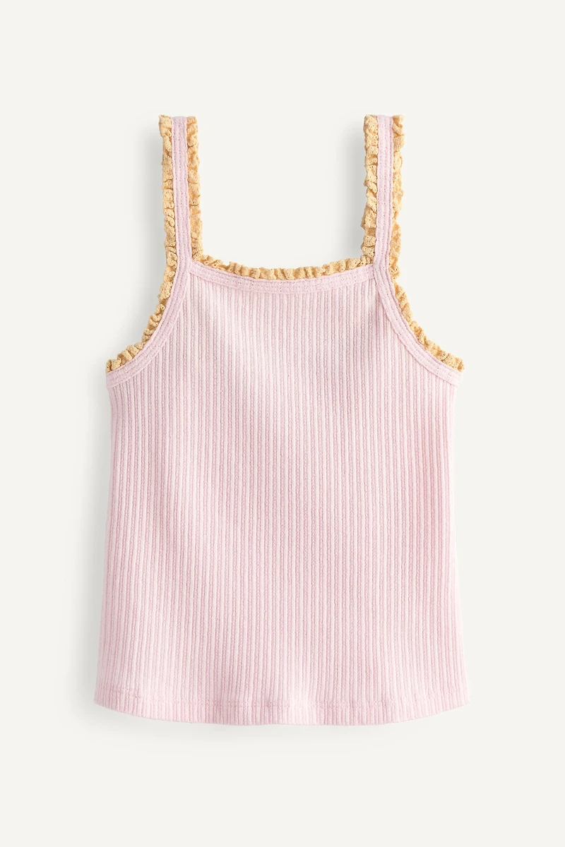 LIMITED EDITION CONTRAST LACE RIB STRAP TOP