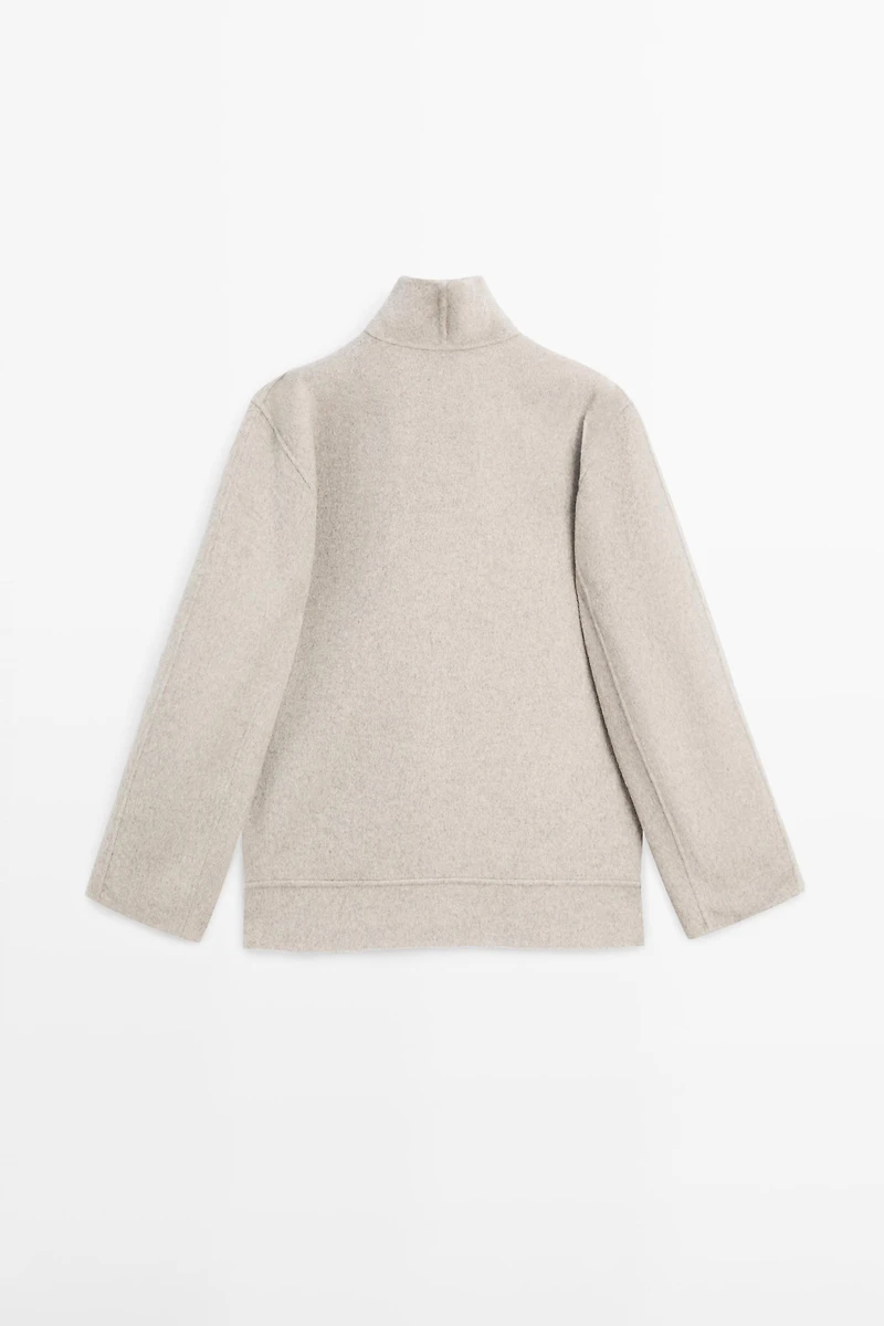 Zip-up wool blend coat