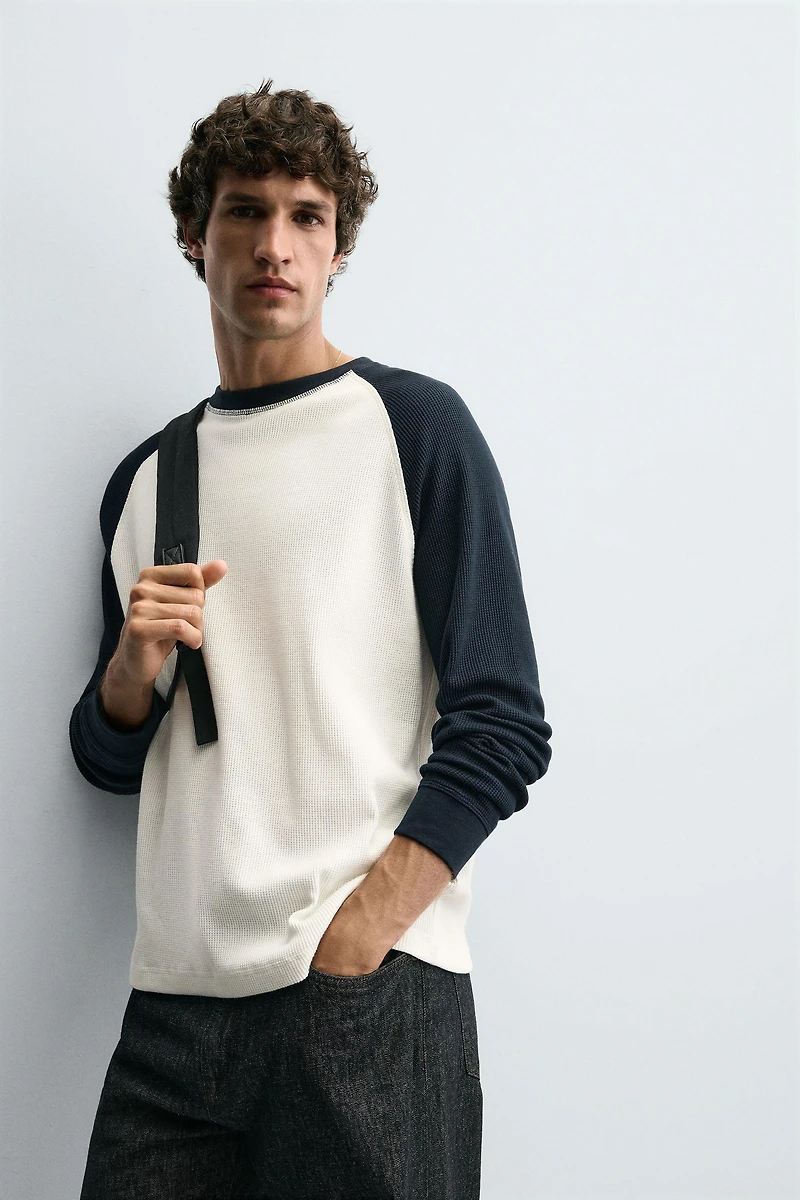 T-SHIRT STRUCTURE QUADRILLÉE COLOR BLOCK