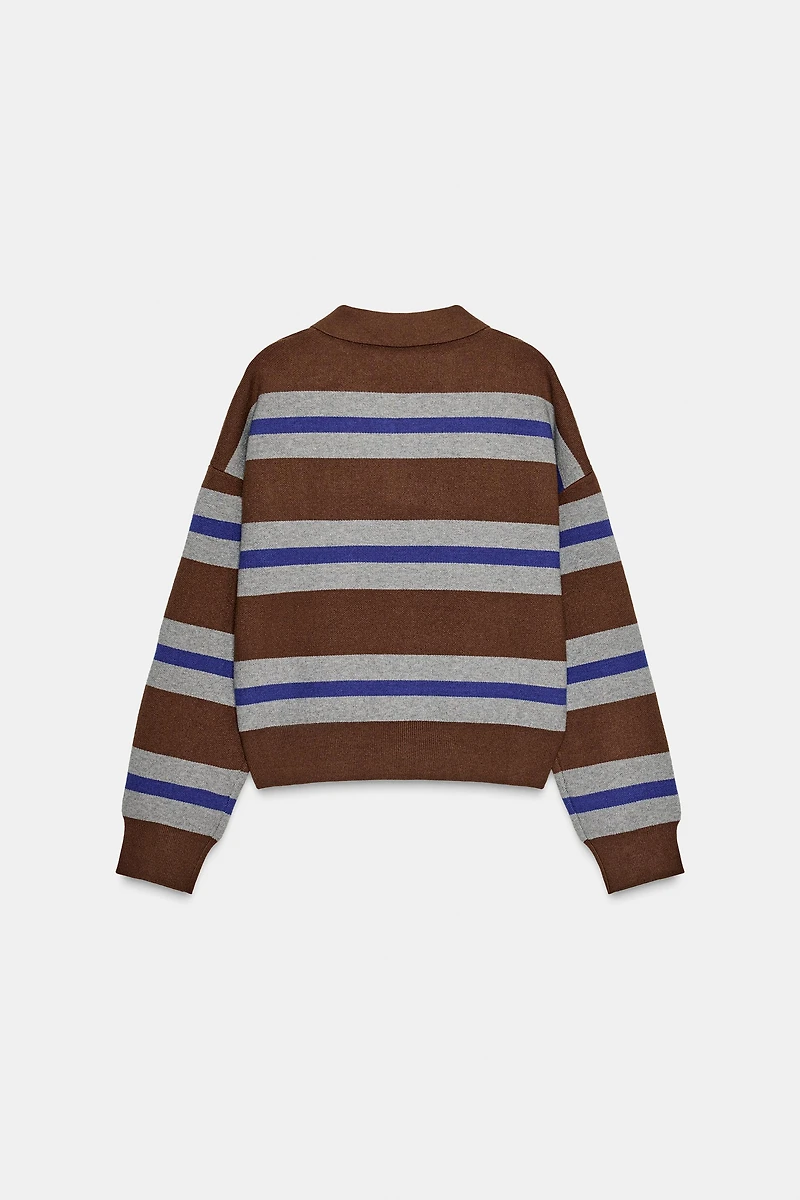 STRIPED POLO SWEATER