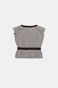 GINGHAM BALLOON TIE TOP