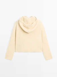 Wool blend sweater with hood detail
