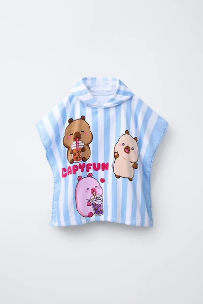 CAPYFUN © STRIPED TERRYCLOTH HOODIE PONCHO