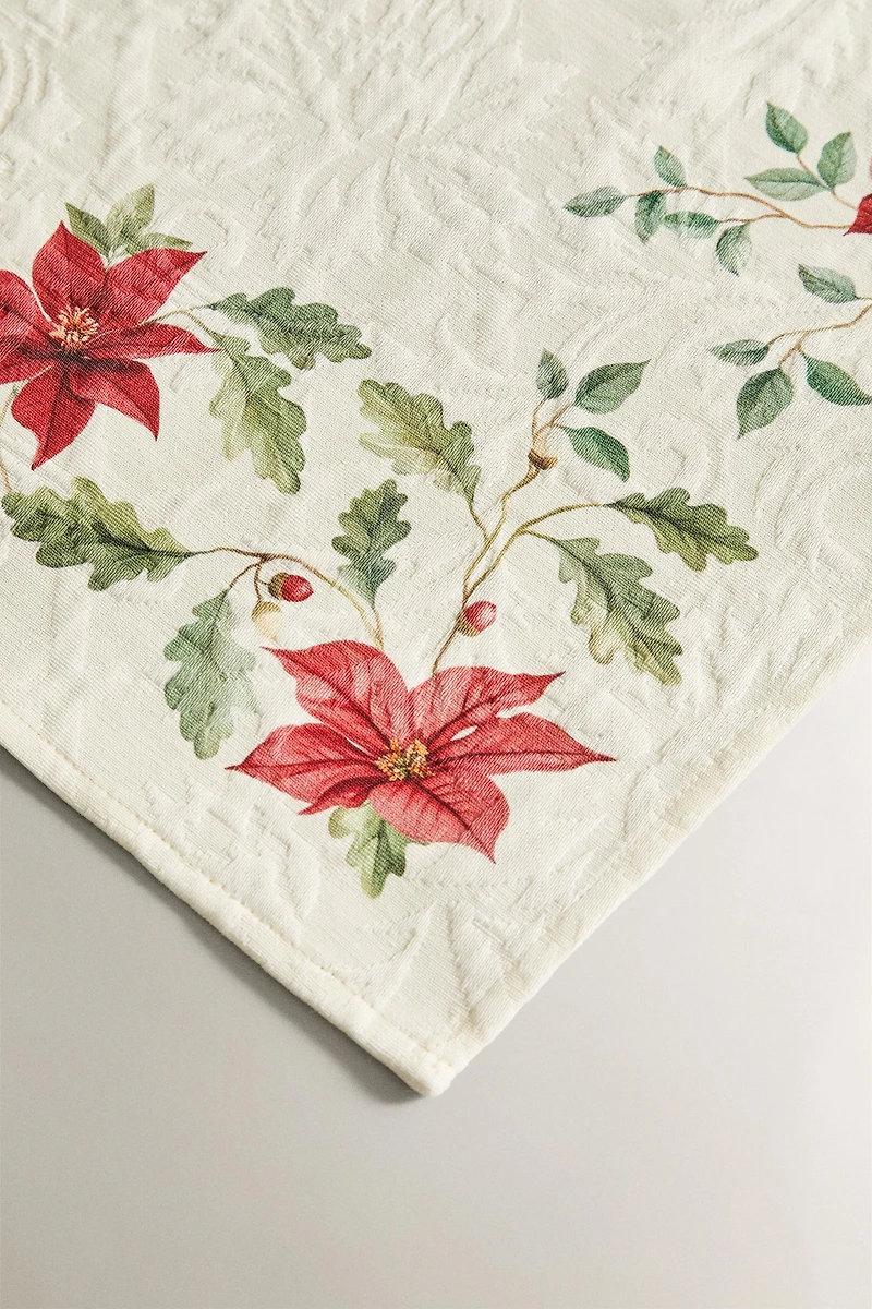 LOT DE 2 SERVIETTES JACQUARD FLEURS DE NOËL