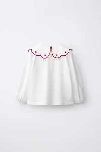 EMBROIDERED PETER PAN COLLAR T-SHIRT