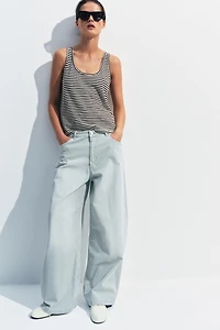 STRIPED COTTON AND LINEN TOP