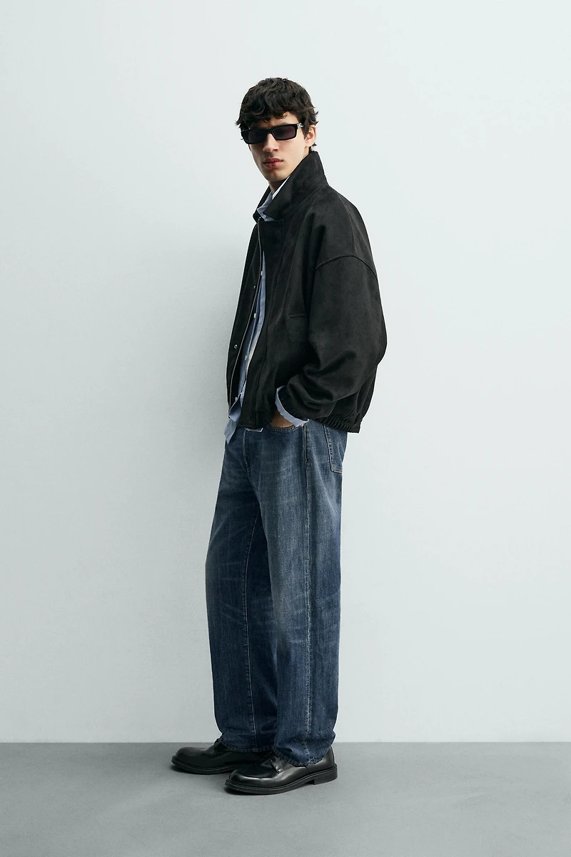 FAUX SUEDE RELAXED FIT JACKET
