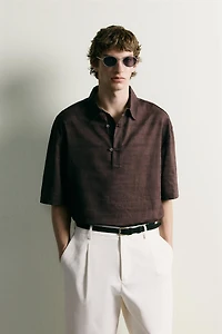 LINEN COTTON BLEND POLO SHIRT