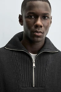 PURL KNIT QUARTER-ZIP SWEATER